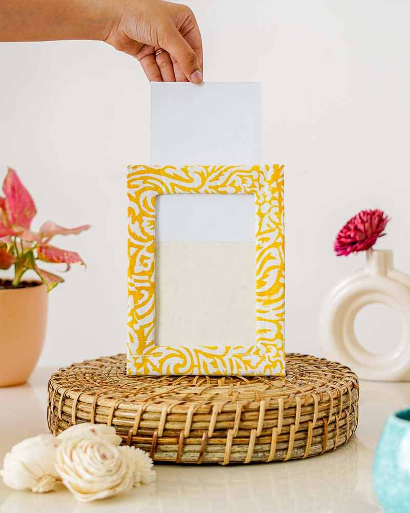 Lemon Zest Block Print Photo Frame