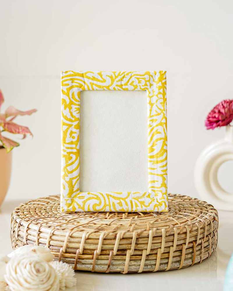 Lemon Zest Block Print Photo Frame
