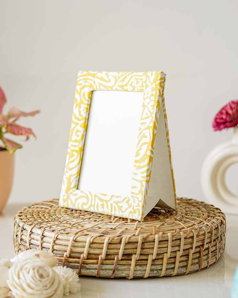 Lemon Zest Block Print Photo Frame
