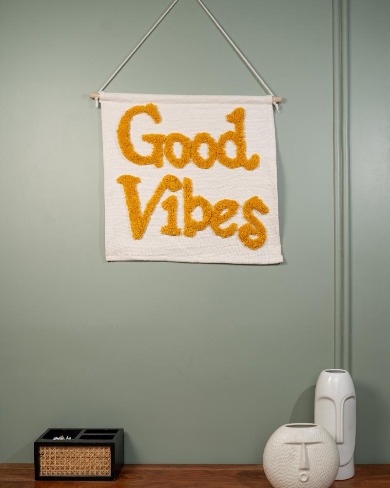 Hello Yellow Good Vibes Wall Hanging