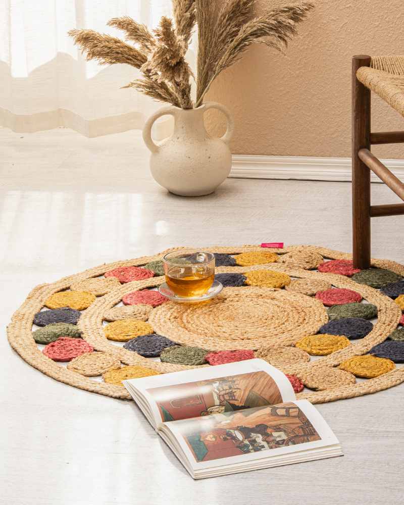 Colorful Hoops Jute Rug