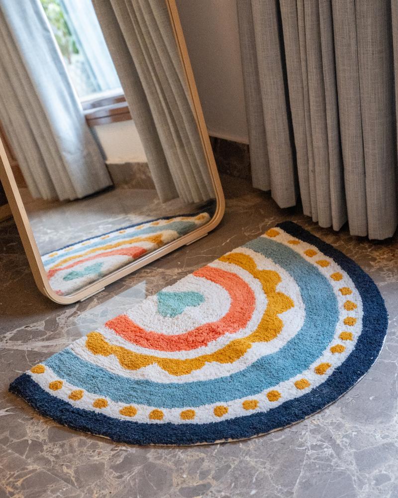 Hello Yellow Rainbow Tufted Floor Mat