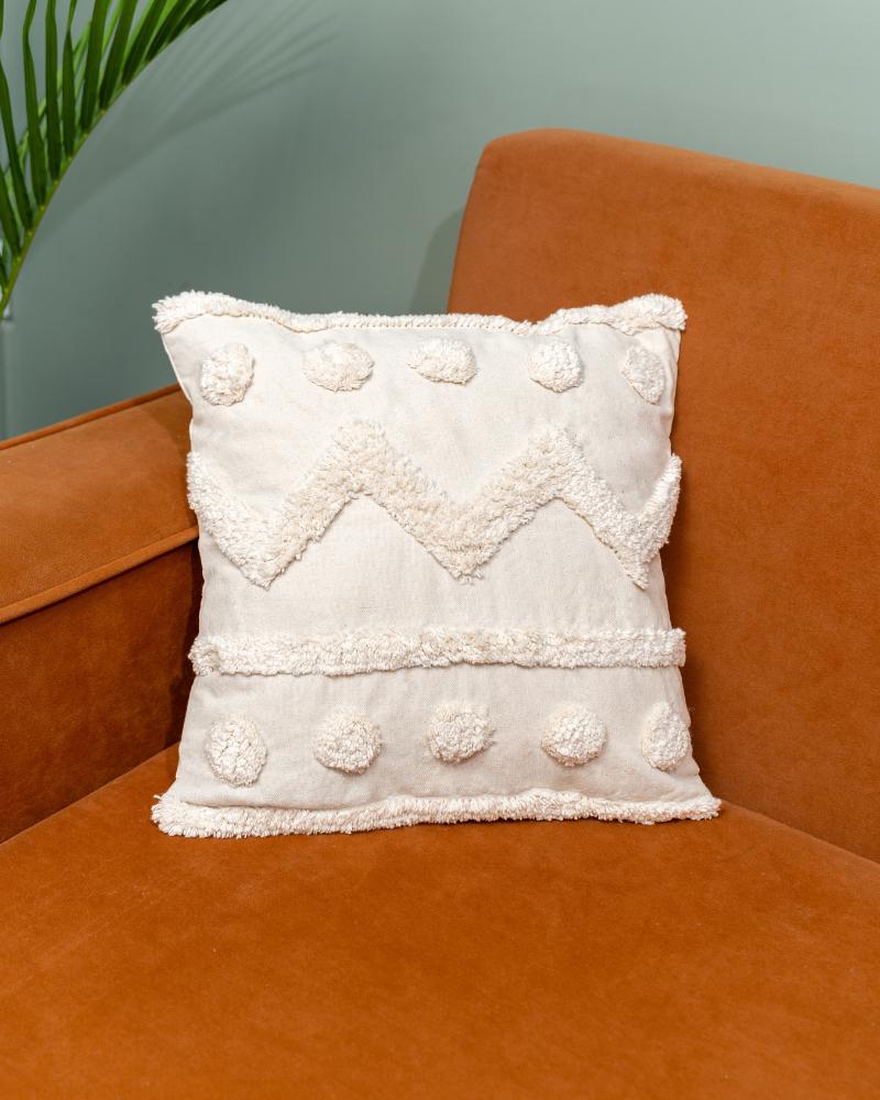 Hello Yellow Out of the Beige Tufted Cushion Cover