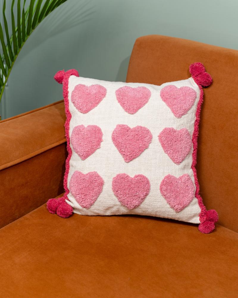 Hello Yellow Heartfelt Tufted Cushion Cover