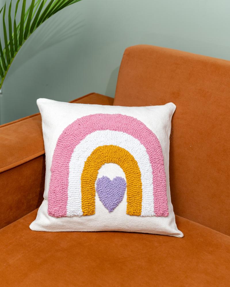 Hello Yellow Rainbow of Love Tufted Cushion Cover